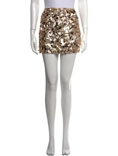 Pre-owned Loveshackfancy Patterned Mini Skirt W/ Tags In Black/metallic