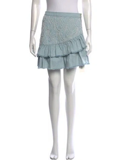 Pre-owned Loveshackfancy Patterned Mini Skirt W/ Tags In Blue