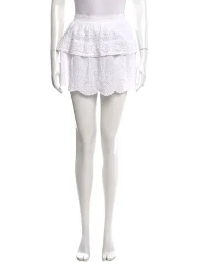 Pre-owned Loveshackfancy Patterned Mini Skirt In White