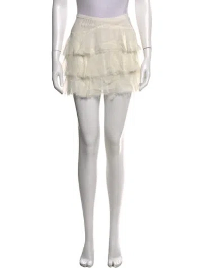 Pre-owned Loveshackfancy Patterned Mini Skirt In White