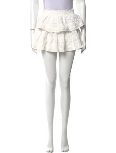 Pre-owned Loveshackfancy Patterned Mini Skirt In White