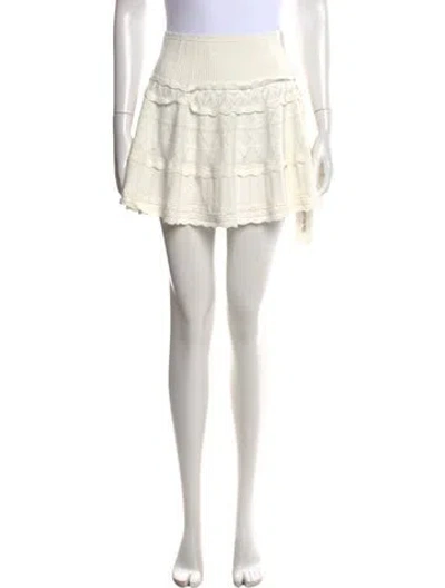 Pre-owned Loveshackfancy Patterned Mini Skirt In White