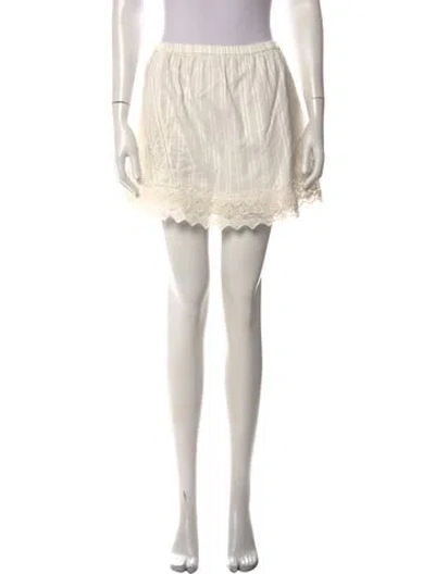 Pre-owned Loveshackfancy Patterned Mini Skirt In White