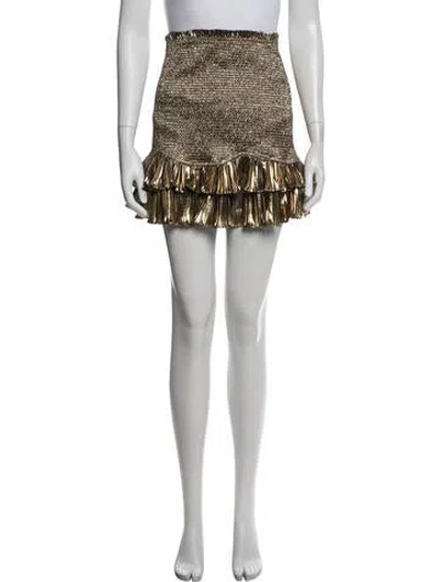 Pre-owned Loveshackfancy Patterned Mini Skirt In White
