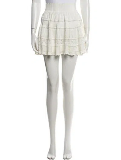 Pre-owned Loveshackfancy Patterned Mini Skirt In White