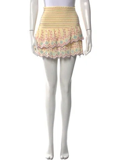 Pre-owned Loveshackfancy Patterned Mini Skirt In Yellow