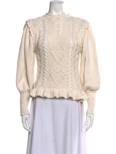 Pre-owned Loveshackfancy Patterned Mock Neck Sweater In Neutral