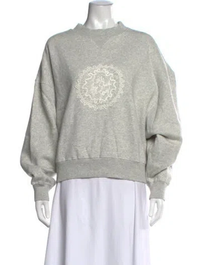 Pre-owned Loveshackfancy Patterned Mock Neck Sweatshirt In Grey