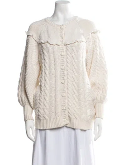 Pre-owned Loveshackfancy Patterned Open Front Sweater In Neutrals