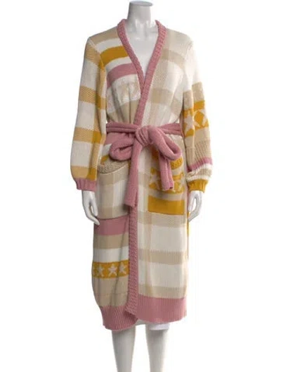 Pre-owned Loveshackfancy Patterned Open Front Sweater In Pink