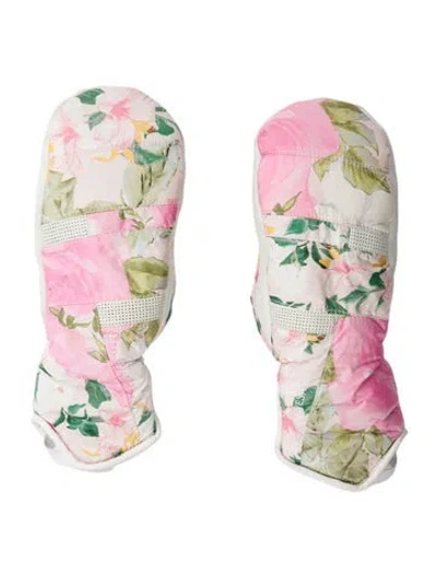 Pre-owned Loveshackfancy Patterned Puff Mittens In Pink