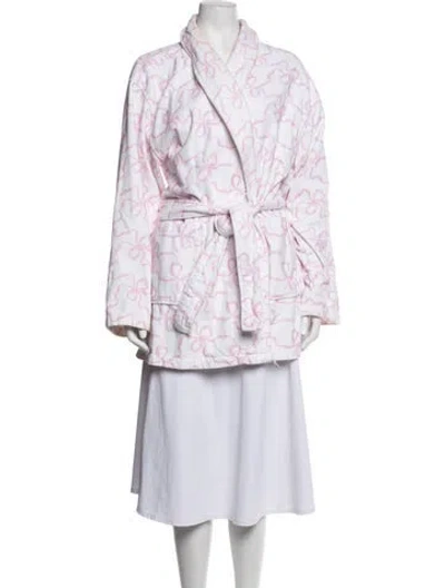 Pre-owned Loveshackfancy Patterned Robe In Pink/white