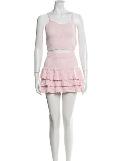 Pre-owned Loveshackfancy Patterned Ruffle Embellishment Skirt Set In Pink