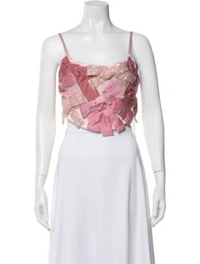 Pre-owned Loveshackfancy Patterned Scoop Neck Crop Top In Pink