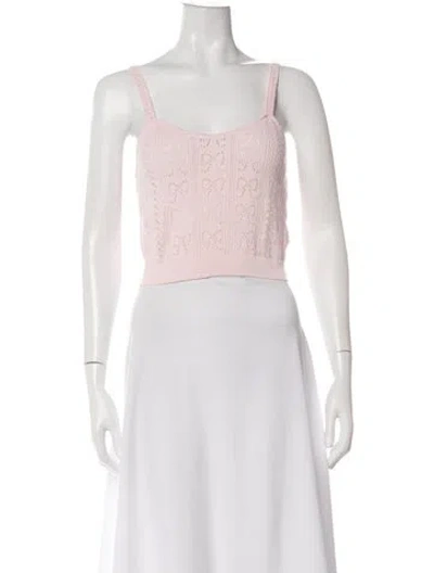 Pre-owned Loveshackfancy Patterned Scoop Neck Crop Top In Pink