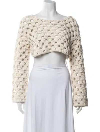 Pre-owned Loveshackfancy Patterned Scoop Neck Sweater In Neutral