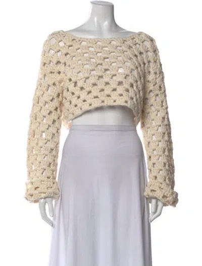 Pre-owned Loveshackfancy Patterned Scoop Neck Sweater In Neutrals
