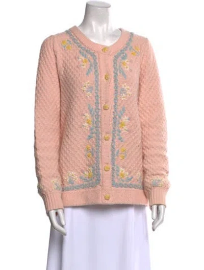 Pre-owned Loveshackfancy Patterned Scoop Neck Sweater In Pink