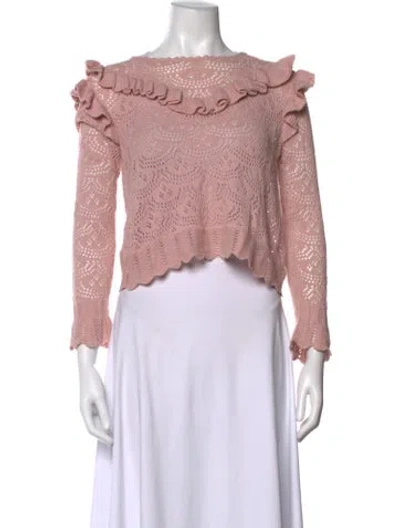 Pre-owned Loveshackfancy Patterned Scoop Neck Sweater In Pink