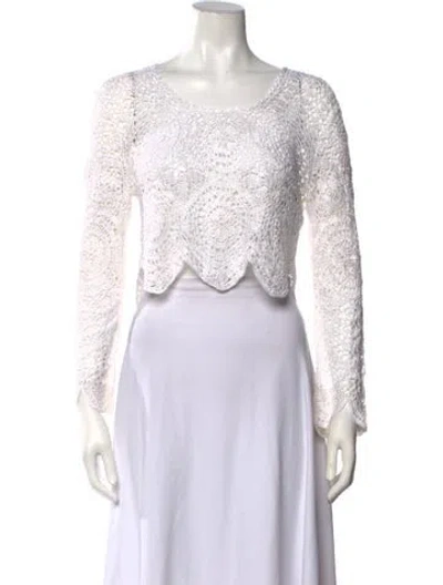 Pre-owned Loveshackfancy Patterned Scoop Neck Top In Neutrals