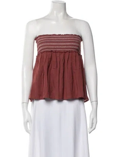 Pre-owned Loveshackfancy Patterned Scoop Neck Top In Red