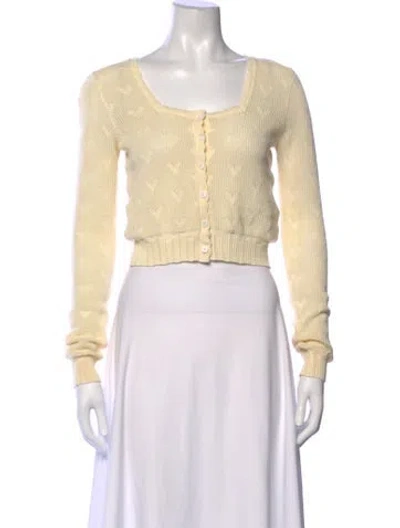 Pre-owned Loveshackfancy Patterned Square Neckline Sweater In Neutrals