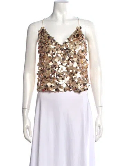 Pre-owned Loveshackfancy Patterned V-neck Crop Top In Multi