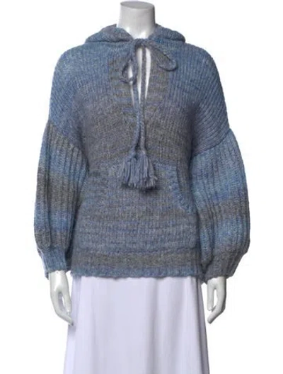 Pre-owned Loveshackfancy Patterned V-neck Sweater In Blue