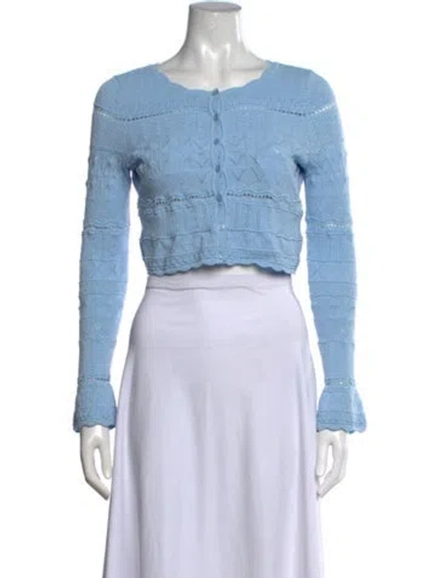Pre-owned Loveshackfancy Patterned V-neck Sweater In Blue