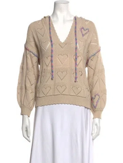 Pre-owned Loveshackfancy Patterned V-neck Sweater In Metallic/neutrals