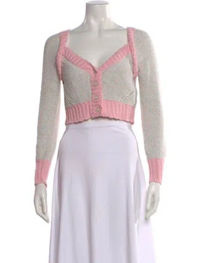 Pre-owned Loveshackfancy Patterned V-neck Sweater In Multi