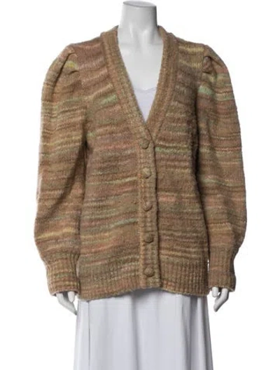 Pre-owned Loveshackfancy Patterned V-neck Sweater In Multicolor