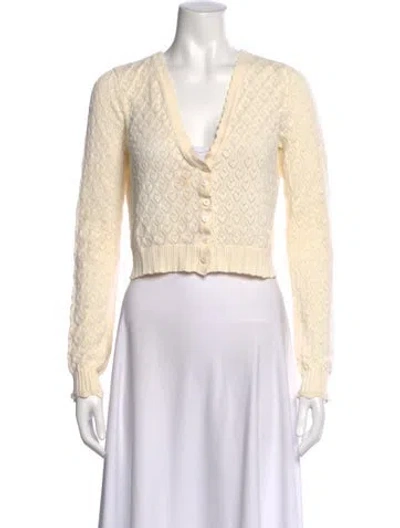 Pre-owned Loveshackfancy Patterned V-neck Sweater In Neutral