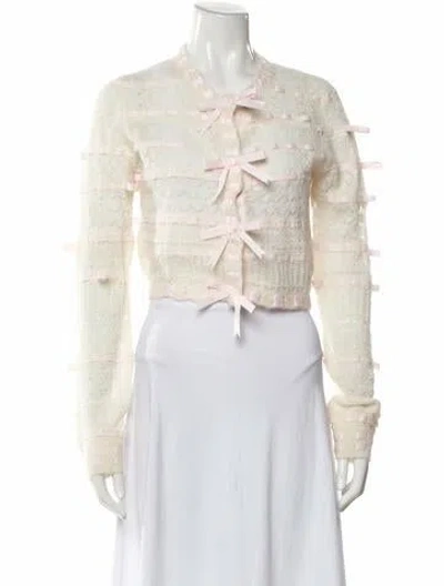 Pre-owned Loveshackfancy Patterned V-neck Sweater In Neutral