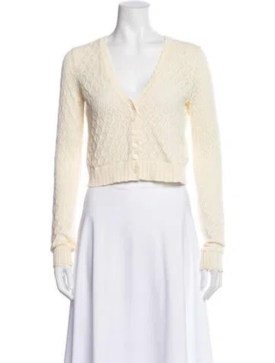 Pre-owned Loveshackfancy Patterned V-neck Sweater In Neutral
