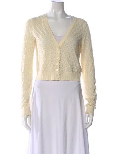 Pre-owned Loveshackfancy Patterned V-neck Sweater In Neutral