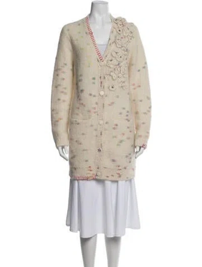 Pre-owned Loveshackfancy Patterned V-neck Sweater In Neutral