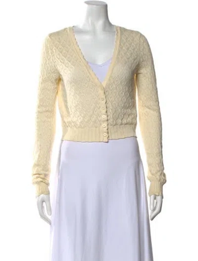 Pre-owned Loveshackfancy Patterned V-neck Sweater In Neutral