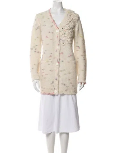 Pre-owned Loveshackfancy Patterned V-neck Sweater In Neutral