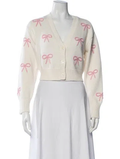 Pre-owned Loveshackfancy Patterned V-neck Sweater In Neutrals