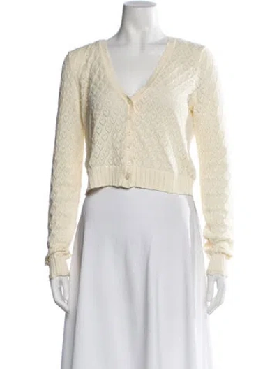 Pre-owned Loveshackfancy Patterned V-neck Sweater In Neutrals
