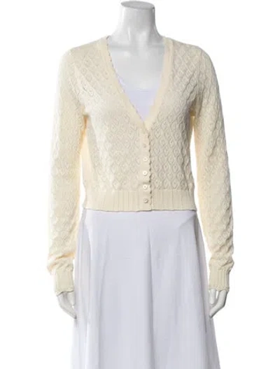 Pre-owned Loveshackfancy Patterned V-neck Sweater In Neutrals