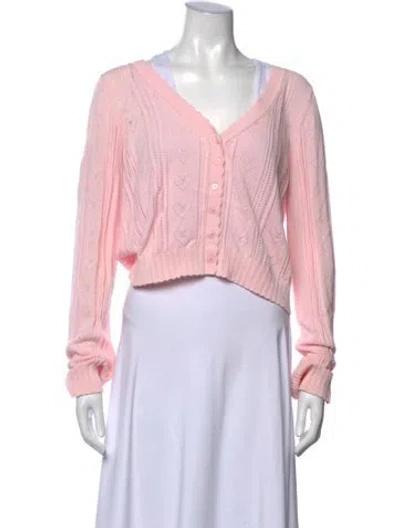 Pre-owned Loveshackfancy Patterned V-neck Sweater In Pink
