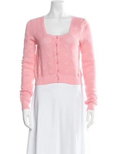 Pre-owned Loveshackfancy Patterned V-neck Sweater In Pink