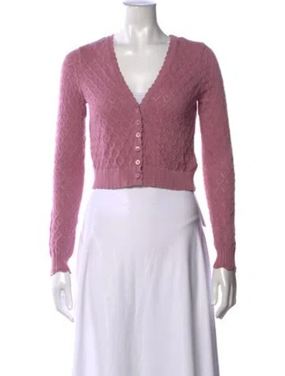 Pre-owned Loveshackfancy Patterned V-neck Sweater In Pink