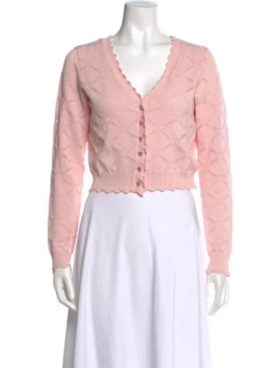 Pre-owned Loveshackfancy Patterned V-neck Sweater In Pink
