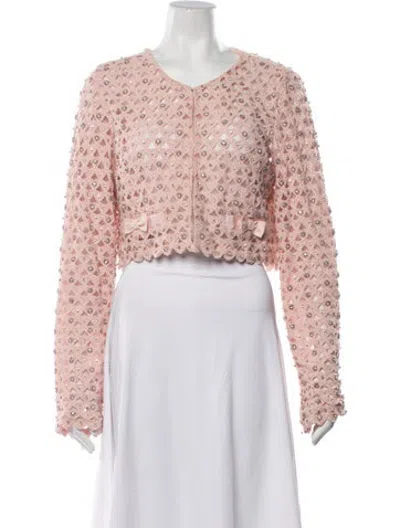Pre-owned Loveshackfancy Patterned V-neck Sweater In Pink