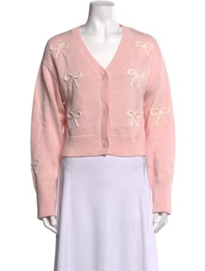 Pre-owned Loveshackfancy Patterned V-neck Sweater W/ Tags In Pink