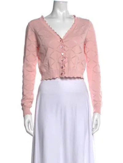 Pre-owned Loveshackfancy Patterned V-neck Sweater W/ Tags In Pink
