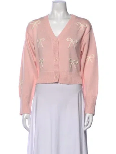Pre-owned Loveshackfancy Patterned V-neck Sweater W/ Tags In Pink